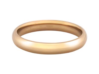 18ct Hazelnut Gold Court Wedding Ring 3.0mm, Size W, 4.9g Medium Weight, Hallmarked, Wall Thickness 1.74mm, 100% Recycled Gold - Standard Image - 1