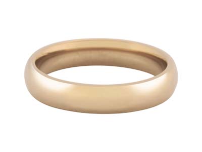 18ct Hazelnut Gold Court Wedding Ring 4.0mm, Size Q, 6.5g Medium Weight, Hallmarked, Wall Thickness 1.94mm, 100% Recycled Gold - Standard Image - 1
