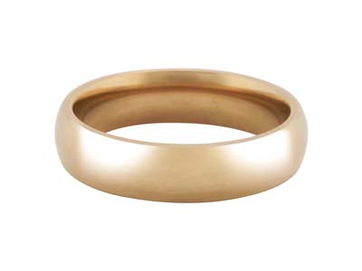 18ct Hazelnut Gold Court Wedding Ring 5.0mm, Size M, 7.1g Medium Weight, Hallmarked, Wall Thickness 1.90mm, 100% Recycled Gold - Standard Image - 1