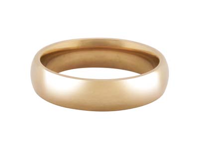 18ct Hazelnut Gold Court Wedding Ring 5.0mm, Size N, 7.1g Medium Weight, Hallmarked, Wall Thickness 1.87mm, 100 Recycled Gold