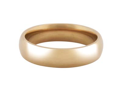 18ct Hazelnut Gold Court Wedding Ring 5.0mm, Size V, 8.2g Medium Weight, Hallmarked, Wall Thickness 1.86mm, 100% Recycled Gold - Standard Image - 1