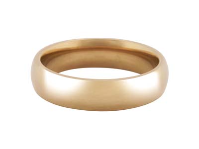 18ct Hazelnut Gold Court Wedding Ring 5.0mm, Size Z, 8.2g Medium Weight, Hallmarked, Wall Thickness 1.77mm, 100 Recycled Gold
