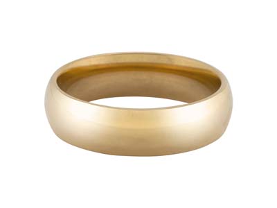 18ct Hazelnut Gold Court Wedding Ring 6.0mm, Size I, 8.9g Medium Weight, Hallmarked, Wall Thickness 2.16mm, 100% Recycled Gold - Standard Image - 1