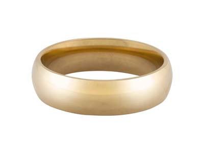 18ct Hazelnut Gold Court Wedding Ring 6.0mm, Size J, 8.9g Medium Weight, Hallmarked, Wall Thickness 2.13mm, 100% Recycled Gold - Standard Image - 1