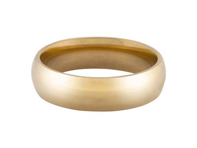 18ct Hazelnut Gold Court Wedding Ring 6.0mm, Size N, 8.9g Medium Weight, Hallmarked, Wall Thickness 2.00mm, 100% Recycled Gold - Standard Image - 1