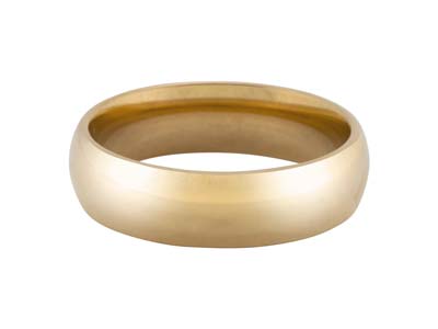 18ct Hazelnut Gold Court Wedding Ring 6.0mm, Size O, 8.9g Medium Weight, Hallmarked, Wall Thickness 1.97mm, 100% Recycled Gold - Standard Image - 1