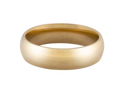 18ct Hazelnut Gold Court Wedding Ring 6.0mm, Size P, 8.9g Medium Weight, Hallmarked, Wall Thickness 1.95mm, 100% Recycled Gold - Standard Image - 1