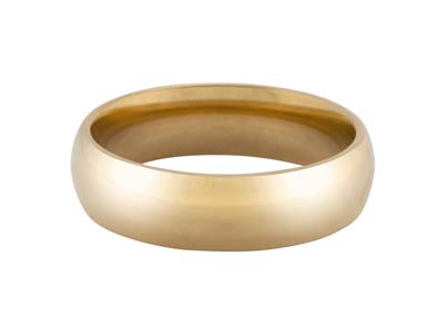 18ct Hazelnut Gold Court Wedding Ring 6.0mm, Size R, 10.5g Medium Weight, Hallmarked, Wall Thickness 2.13mm, 100% Recycled Gold - Standard Image - 1