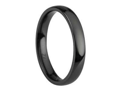 Black Zirconium Court Polished Wedding Ring 3.0mm, Size I, 1.6mm Wall - Standard Image - 1