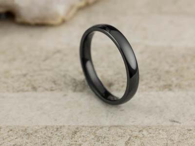 Black Zirconium Court Polished Wedding Ring 3.0mm, Size I, 1.6mm Wall - Standard Image - 2