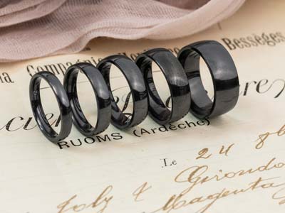 Black Zirconium Court Polished Wedding Ring 3.0mm, Size I, 1.6mm Wall - Standard Image - 3