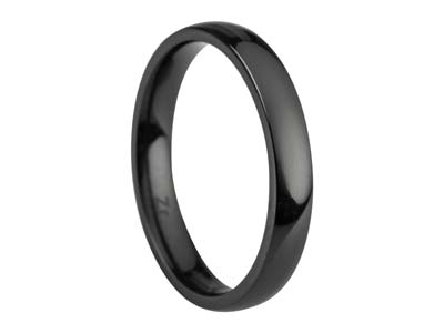 Black Zirconium Court Polished Wedding Ring 3.0mm, Size M, 1.6mm Wall - Standard Image - 1