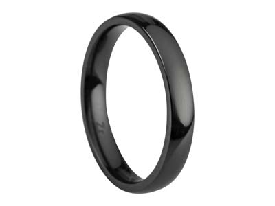Black Zirconium Court Polished Wedding Ring 3.0mm, Size P, 1.6mm Wall - Standard Image - 1
