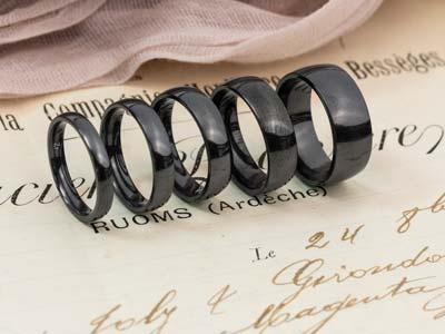Black Zirconium Court Polished Wedding Ring 4.0mm, Size K, 1.6mm Wall - Standard Image - 3