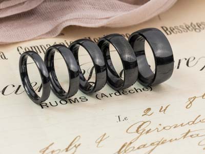 Black Zirconium Court Polished Wedding Ring 4.0mm, Size L, 1.6mm Wall - Standard Image - 3