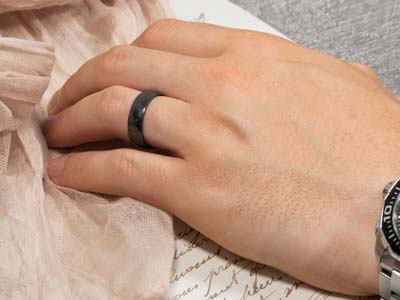 Black Zirconium Court Polished Wedding Ring 4.0mm, Size Q, 1.6mm Wall - Standard Image - 4