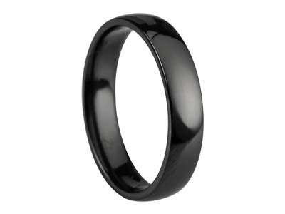 Black Zirconium Court Polished Wedding Ring 4.0mm, Size R, 1.6mm Wall - Standard Image - 1