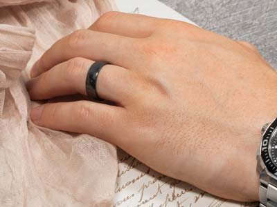Black Zirconium Court Polished Wedding Ring 4.0mm, Size R, 1.6mm Wall - Standard Image - 4