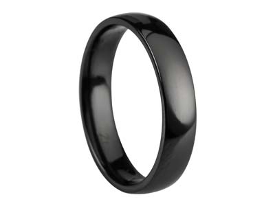 Black Zirconium Court Polished Wedding Ring 4.0mm, Size Z, 1.6mm Wall - Standard Image - 1