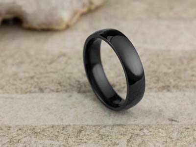 Black Zirconium Court Polished Wedding Ring 5.0mm, Size L, 1.8mm Wall - Standard Image - 2