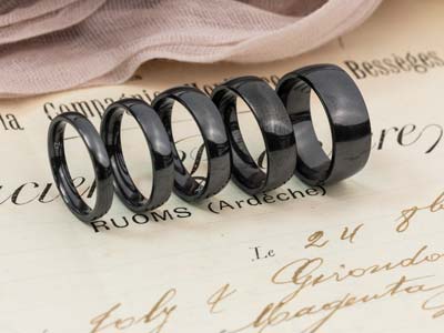 Black Zirconium Court Polished Wedding Ring 5.0mm, Size M, 1.8mm Wall - Standard Image - 3