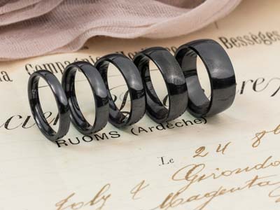 Black Zirconium Court Polished Wedding Ring 5.0mm, Size O, 1.8mm Wall - Standard Image - 3