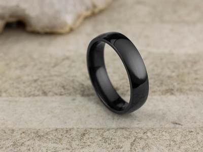 Black Zirconium Court Polished Wedding Ring 5.0mm, Size P, 1.8mm Wall - Standard Image - 2
