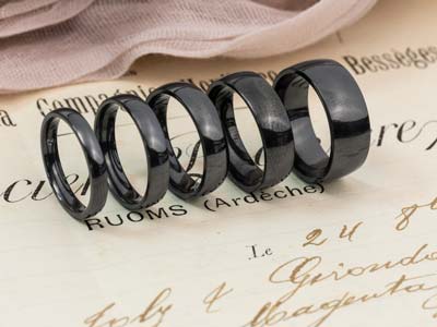 Black Zirconium Court Polished Wedding Ring 5.0mm, Size T, 1.8mm Wall - Standard Image - 3