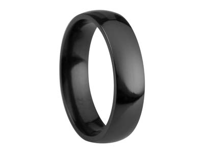 Black Zirconium Court Polished Wedding Ring 5.0mm, Size V, 1.8mm Wall - Standard Image - 1