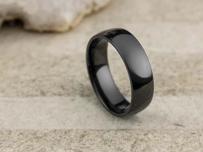 Black Zirconium Court Polished Wedding Ring 6.0mm, Size R, 1.8mm Wall - Standard Image - 2