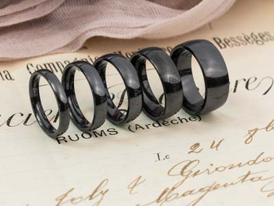 Black Zirconium Court Polished Wedding Ring 6.0mm, Size R, 1.8mm Wall - Standard Image - 3