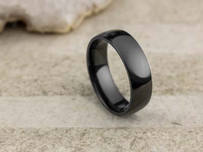 Black Zirconium Court Polished Wedding Ring 6.0mm, Size T, 1.8mm Wall - Standard Image - 2