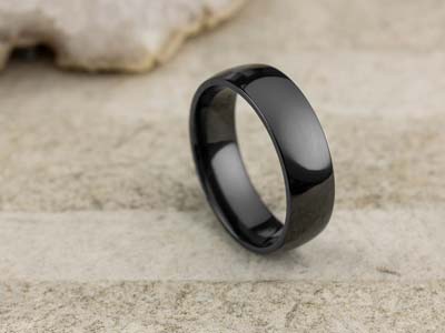 Black Zirconium Court Polished Wedding Ring 6.0mm, Size U, 1.8mm Wall - Standard Image - 2