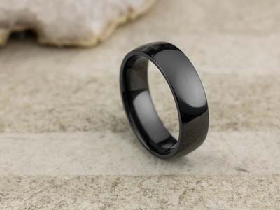 Black Zirconium Court Polished Wedding Ring 6.0mm, Size X, 1.8mm Wall - Standard Image - 2