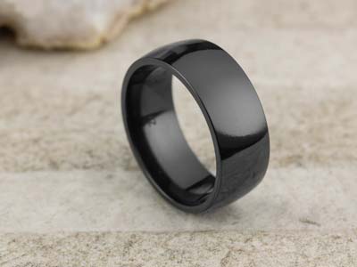 Black Zirconium Court Polished Wedding Ring 8.0mm, Size R, 2.0mm Wall - Standard Image - 2