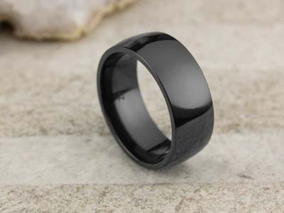 Black Zirconium Court Polished Wedding Ring 8.0mm, Size S, 2.0mm Wall - Standard Image - 2
