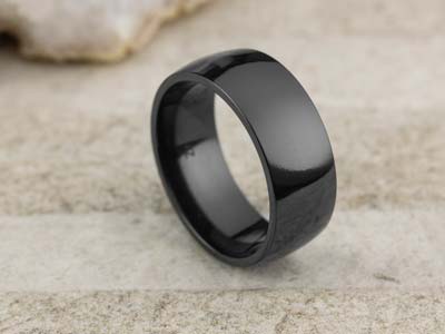 Black Zirconium Court Polished Wedding Ring 8.0mm, Size T, 2.0mm Wall - Standard Image - 2