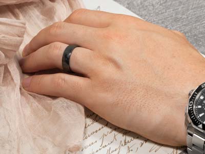 Black Zirconium Court Polished Wedding Ring 8.0mm, Size T, 2.0mm Wall - Standard Image - 4
