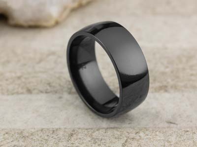 Black Zirconium Court Polished Wedding Ring 8.0mm, Size U, 2.0mm Wall - Standard Image - 2