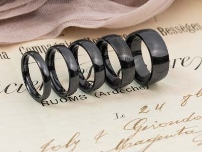 Black Zirconium Court Polished Wedding Ring 8.0mm, Size U, 2.0mm Wall - Standard Image - 3