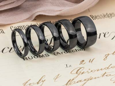 Black Zirconium Court Polished Wedding Ring 8.0mm, Size V, 2.0mm Wall - Standard Image - 3