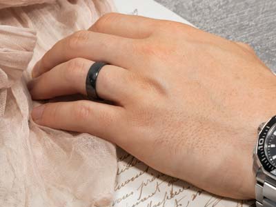 Black Zirconium Court Polished Wedding Ring 8.0mm, Size W, 2.0mm Wall - Standard Image - 4