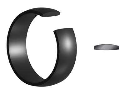 Black Zirconium Court Polished Wedding Ring 8.0mm, Size W, 2.0mm Wall - Standard Image - 5