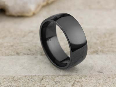 Black Zirconium Court Polished Wedding Ring 8.0mm, Size X, 2.0mm Wall - Standard Image - 2