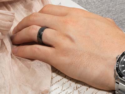 Black Zirconium Court Polished Wedding Ring 8.0mm, Size Y, 2.0mm Wall - Standard Image - 4