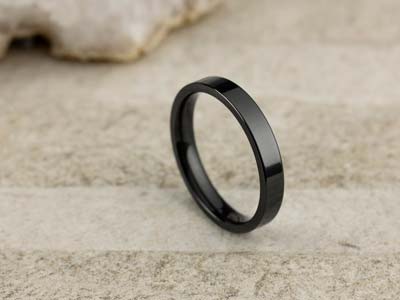 Black Zirconium Easy Fit Polished Wedding Ring 3.0mm, Size J, 1.6mm Wall - Standard Image - 2