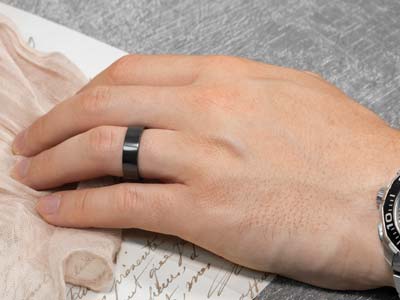 Black Zirconium Easy Fit Polished Wedding Ring 3.0mm, Size J, 1.6mm Wall - Standard Image - 4