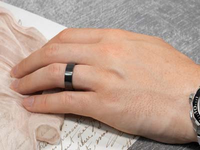 Black Zirconium Easy Fit Polished Wedding Ring 3.0mm, Size L, 1.6mm Wall - Standard Image - 4