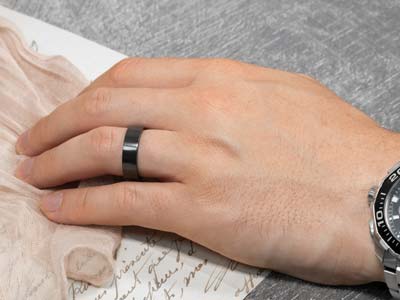 Black Zirconium Flat Court Easy Fit Polished Wedding Ring 3.0mm, Size M, 1.6mm Wall - Standard Image - 4