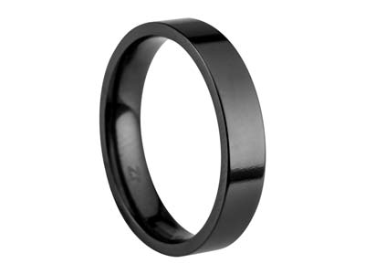 Black Zirconium Flat Court Easy Fit Polished Wedding Ring 4.0mm, Size I, 1.6mm Wall - Standard Image - 1